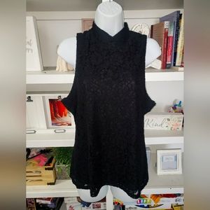 Express Sleeveless Mock Neck Lace Top